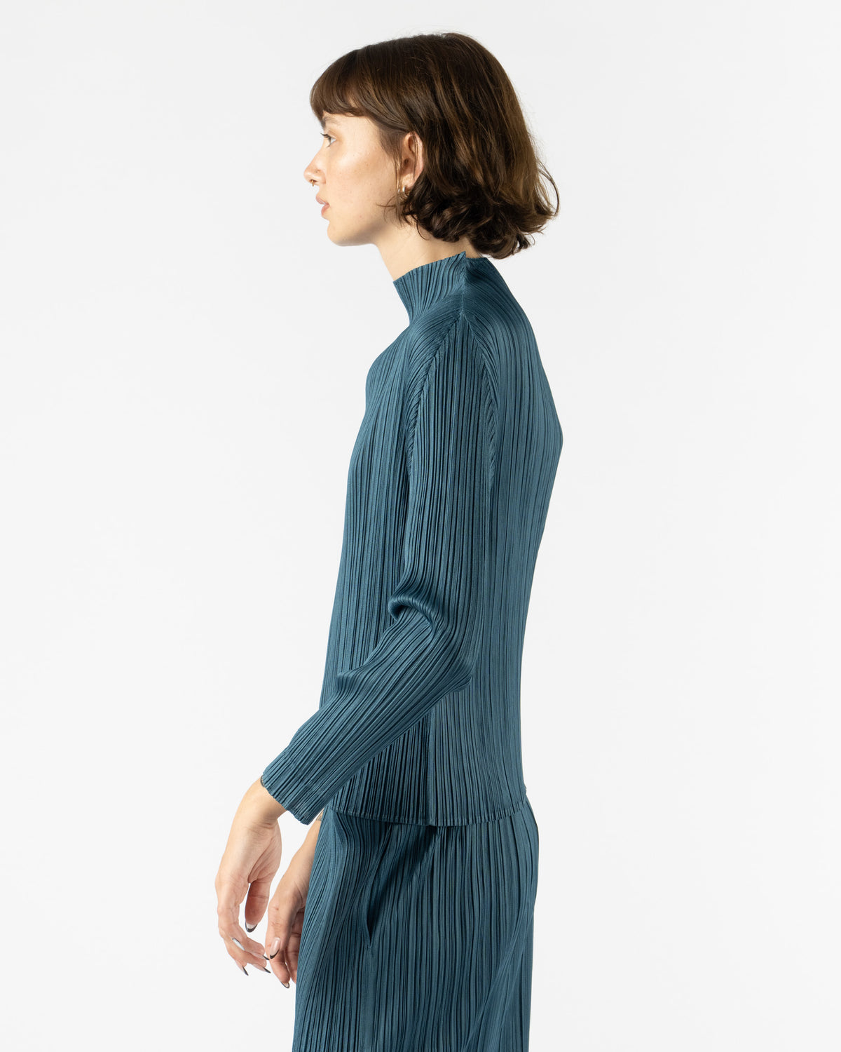 Pleats Please Issey Monthly Colors October Shirt in Blue Green