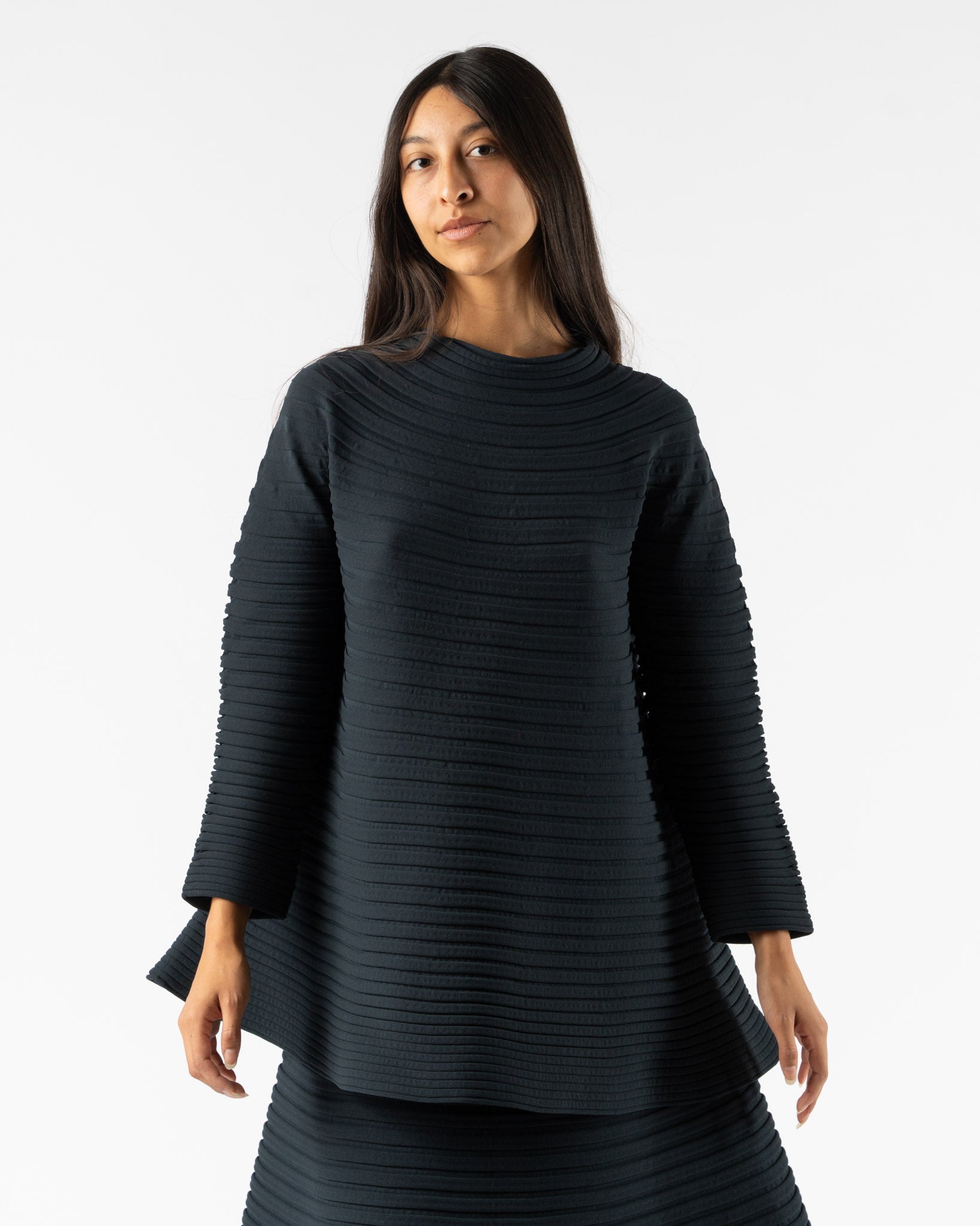 Pleats Please Issey Miyake Bounce Knit Shirt in Dark Green