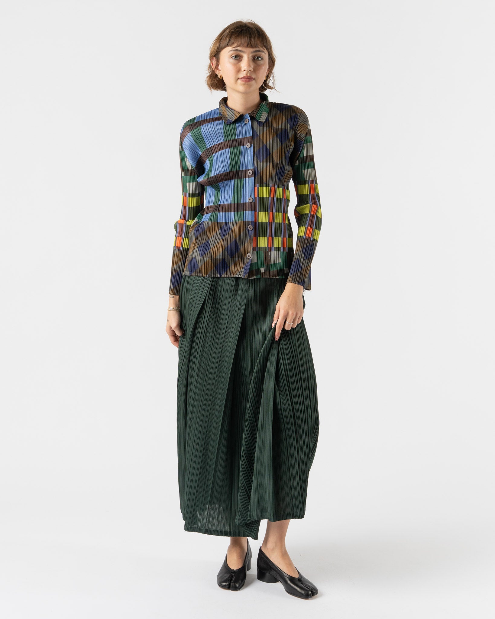 Pleats Please Issey Miyake Harmony Shirt in Blue Curated at Jake