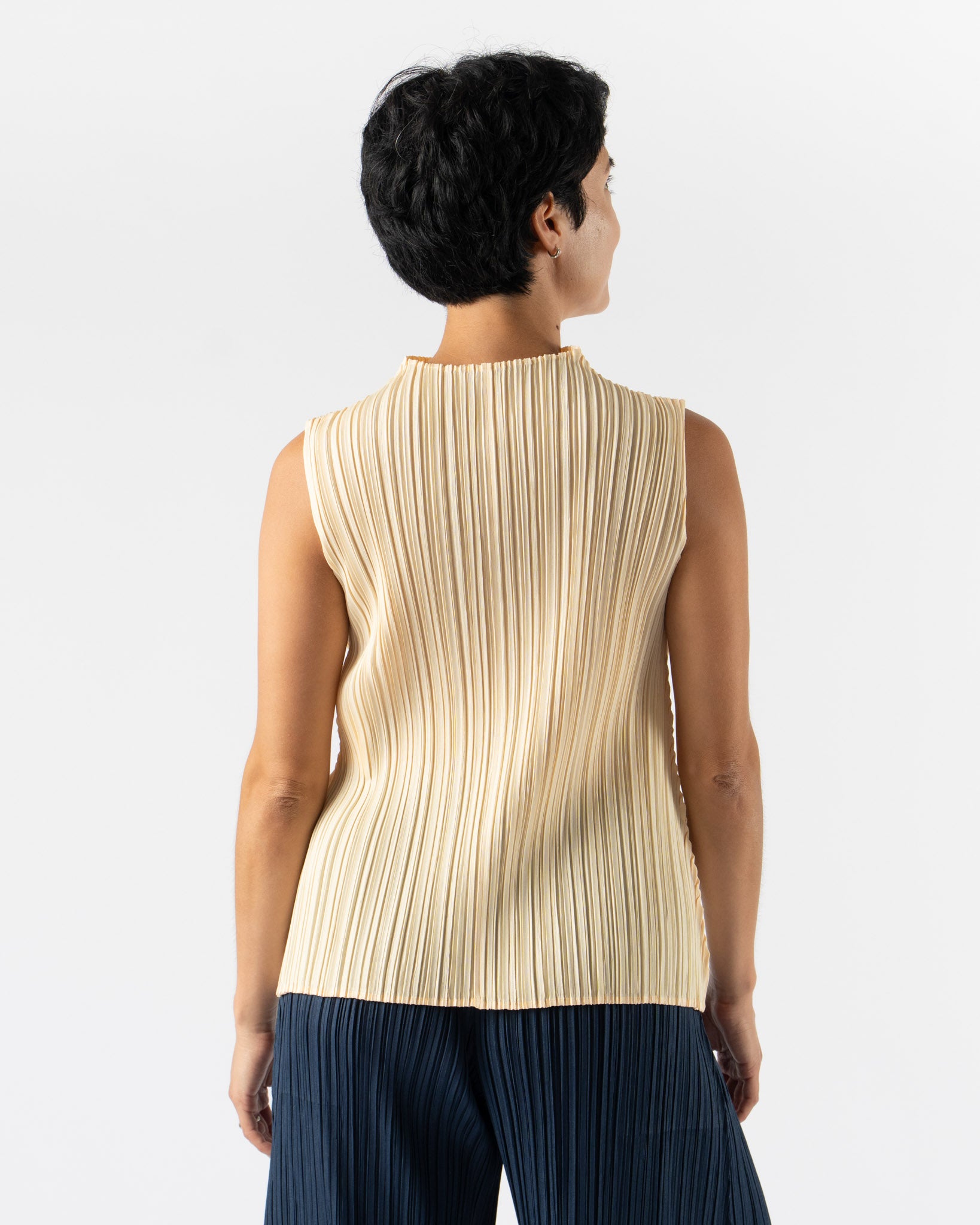 Pleats Please Issey Miyake Mellow Pleats in Cream Yellow