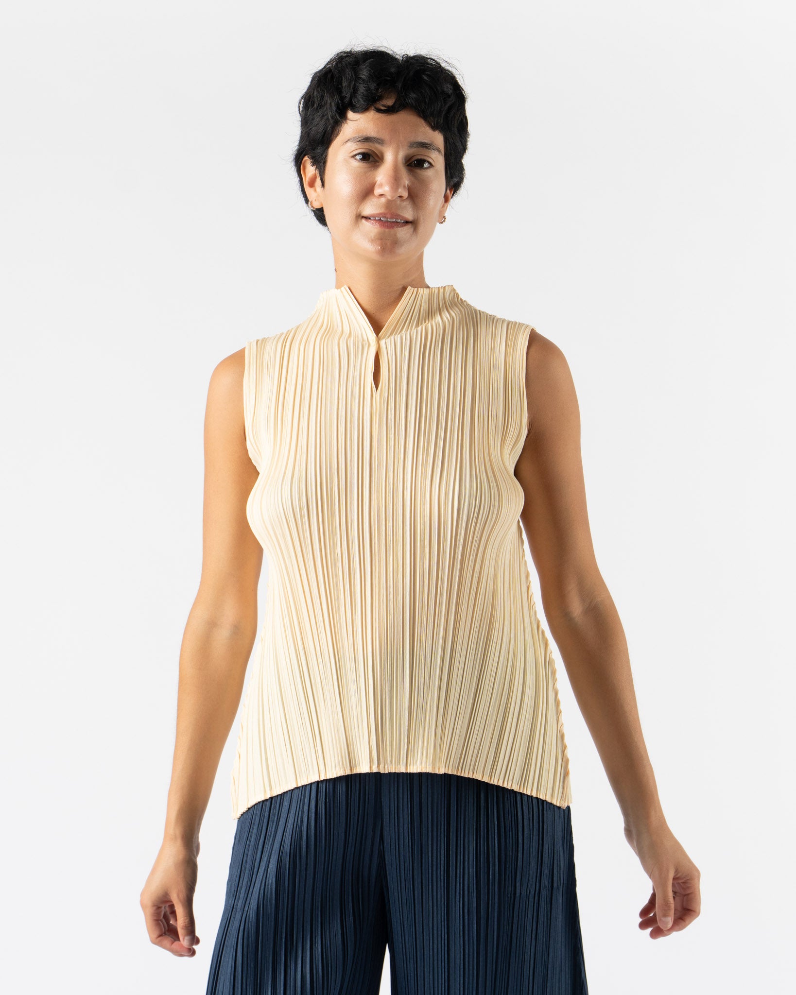 Pleats Please Issey Miyake Mellow Pleats in Cream Yellow