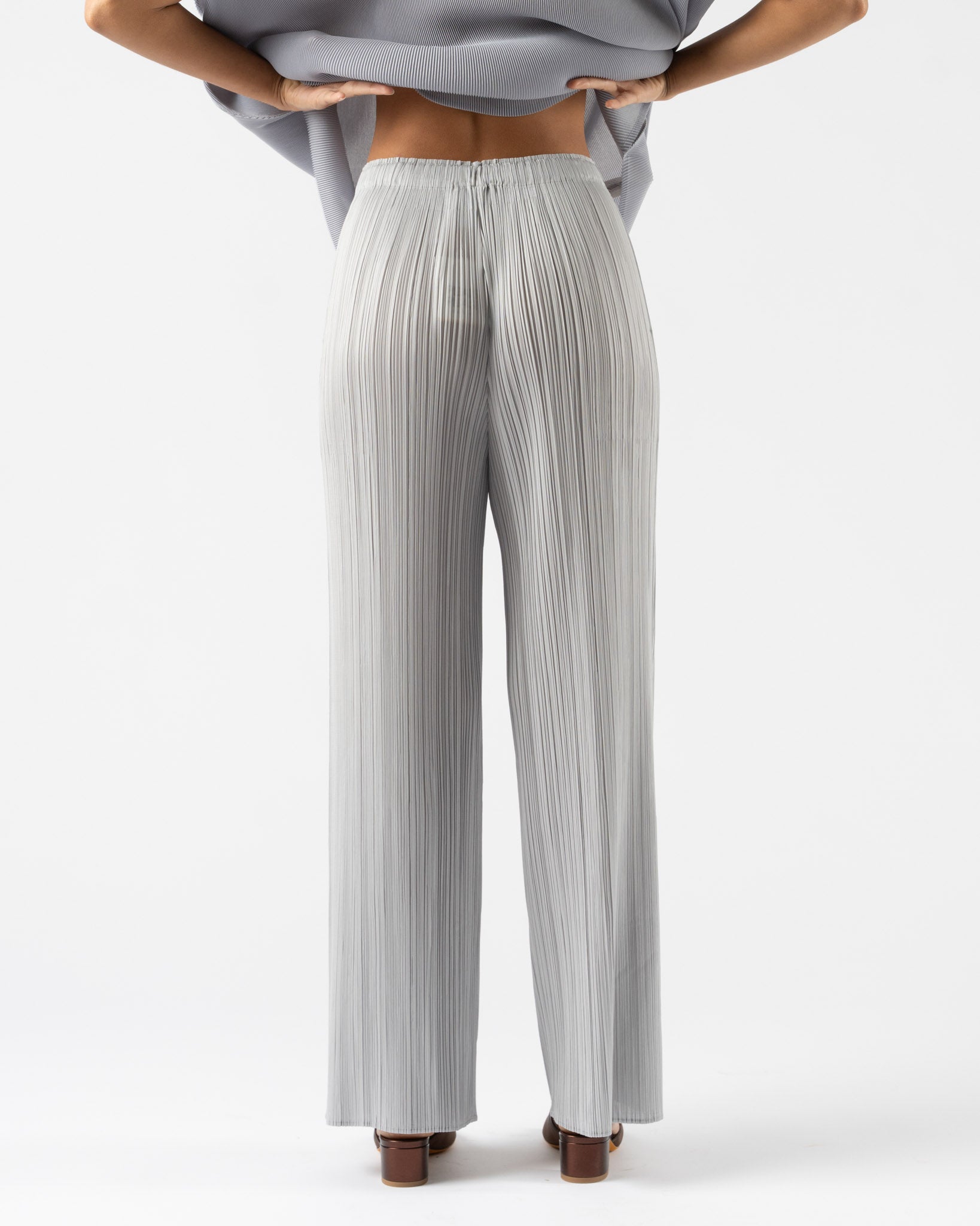 Pleats Please Issey Miyake Monthly Colors April Pants in Cool Gray