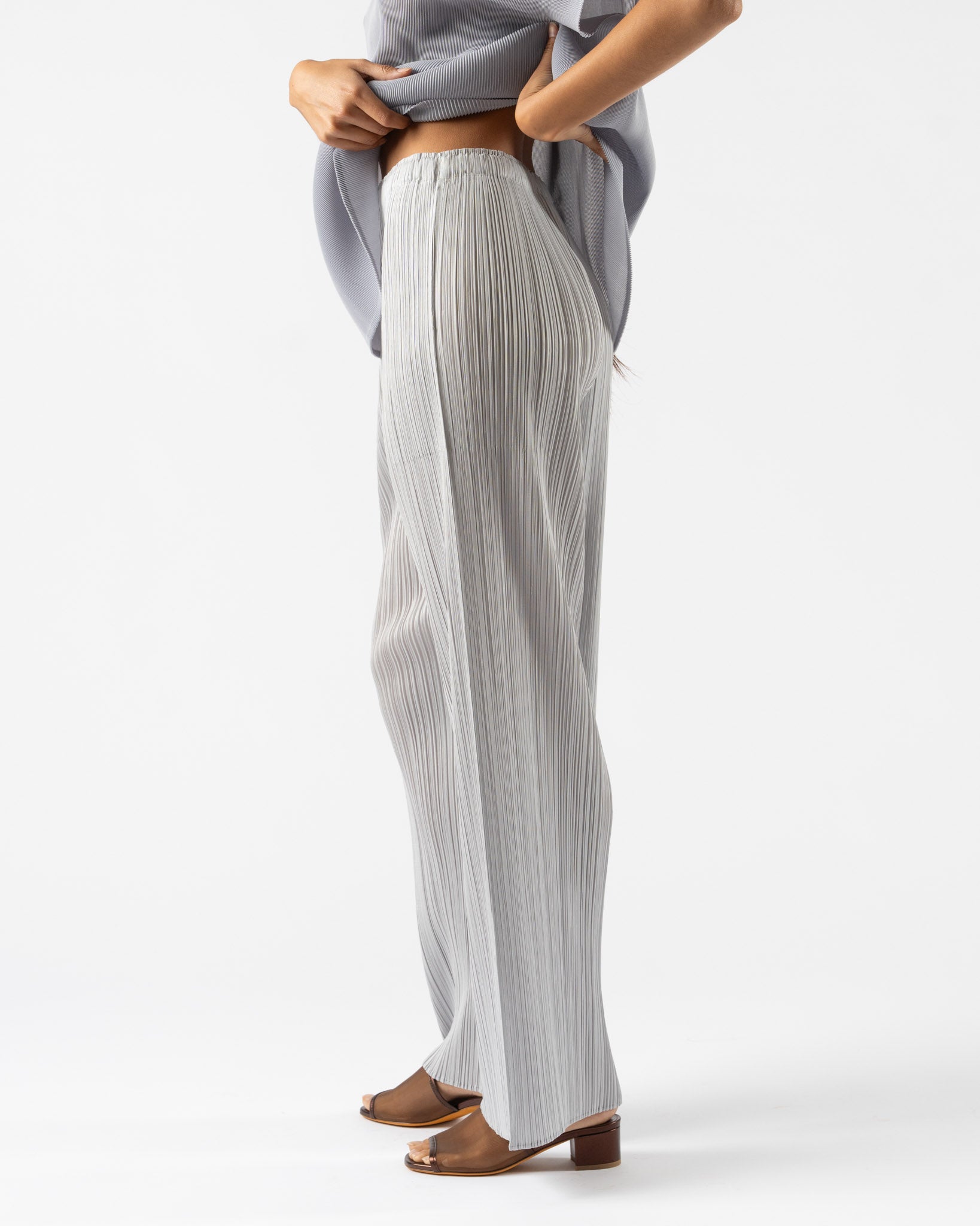Pleats Please Issey Miyake Monthly Colors April Pants in Cool Gray