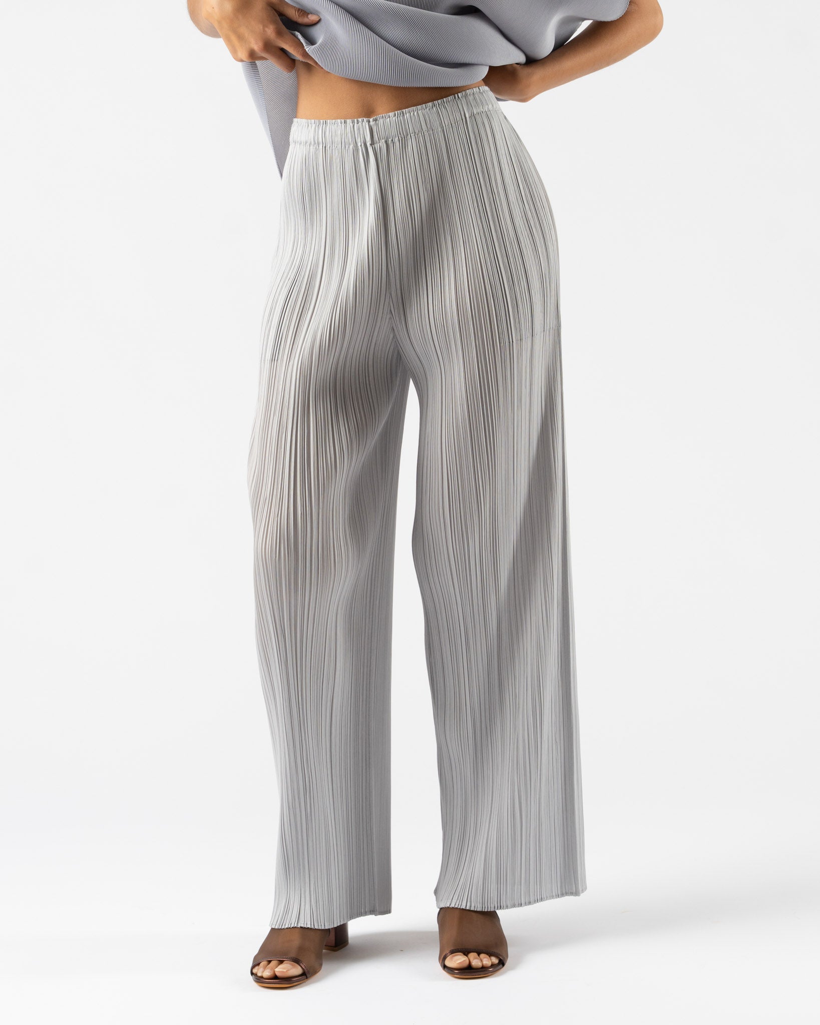 Pleats Please Issey Miyake Monthly Colors April Pants in Cool Gray
