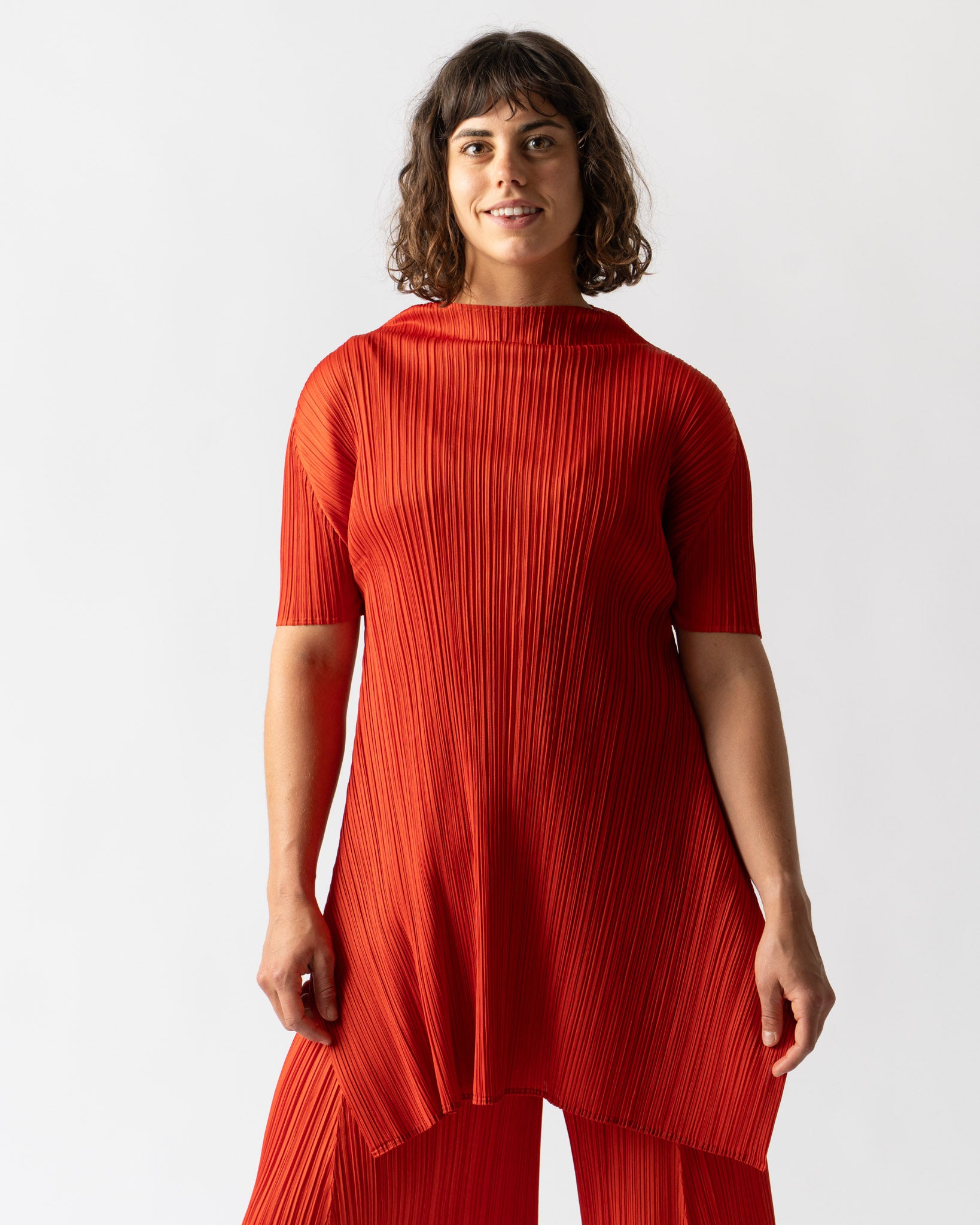 Pleats Please Issey Miyake Monthly Colors July in Bright Red