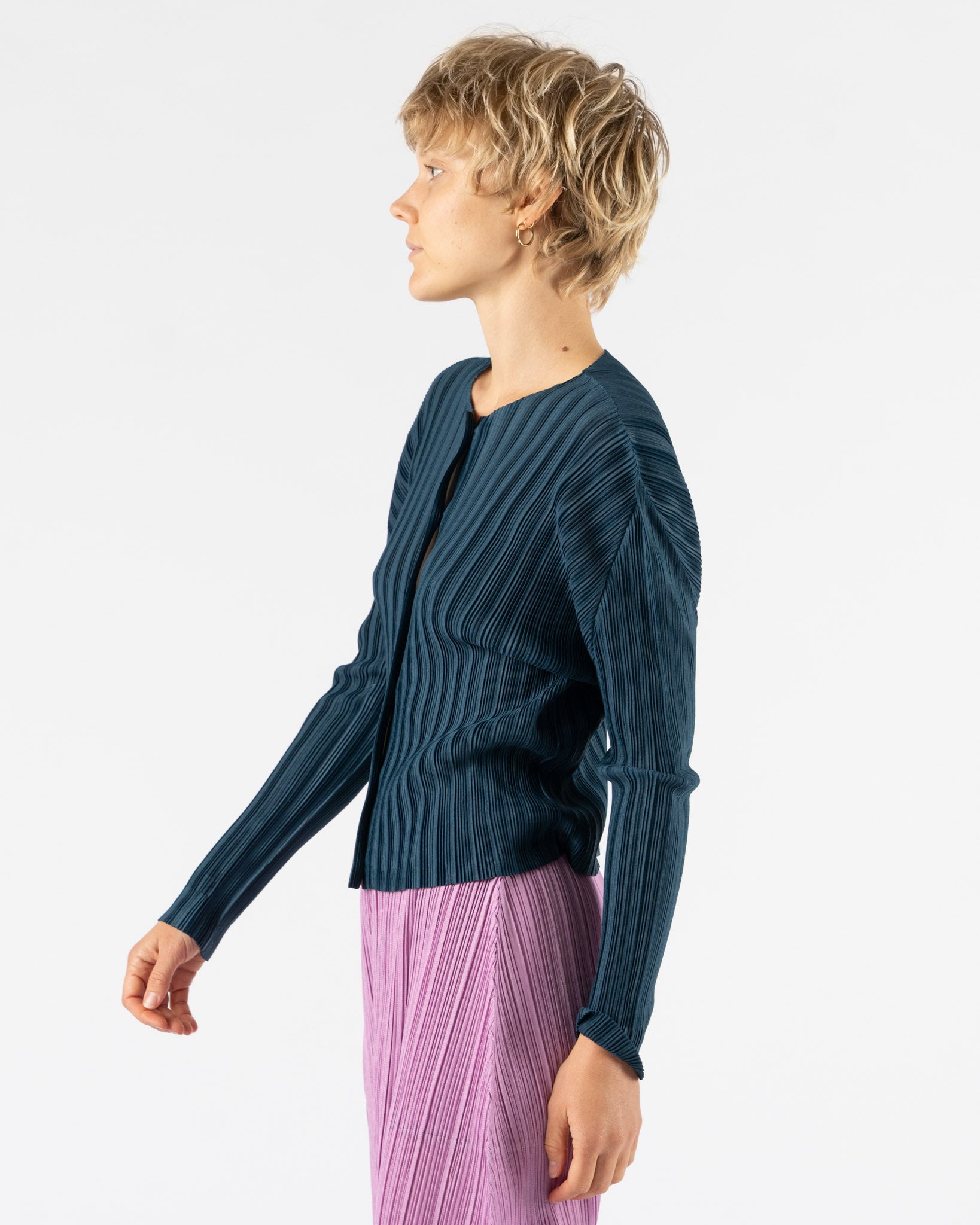 Pleats Please Issey Miyake Rib Pleats November in Grayish Navy