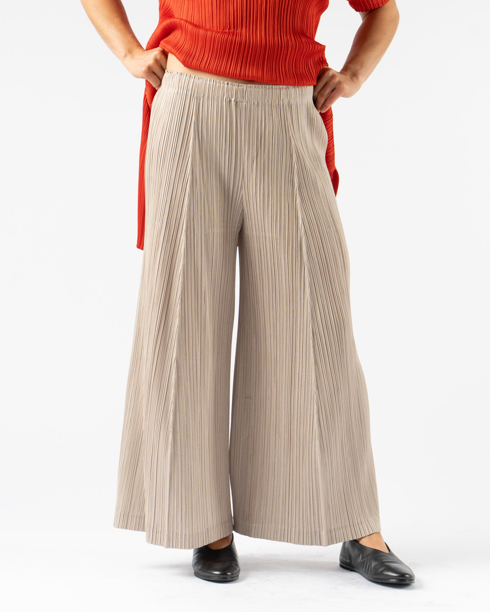 Pleats Please Issey Miyake Thicker Bottoms 1 in Greige