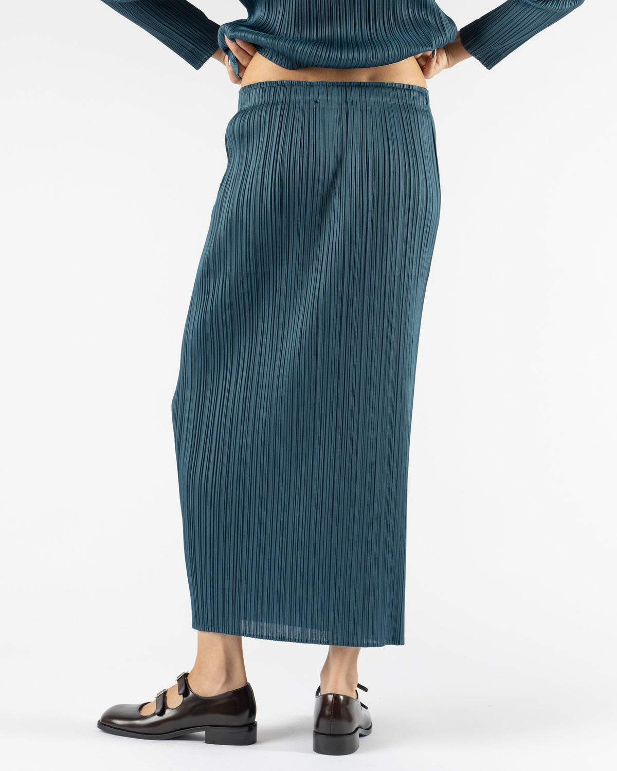 Pleats Please Issey Monthly Colors October Skirt in Blue Green