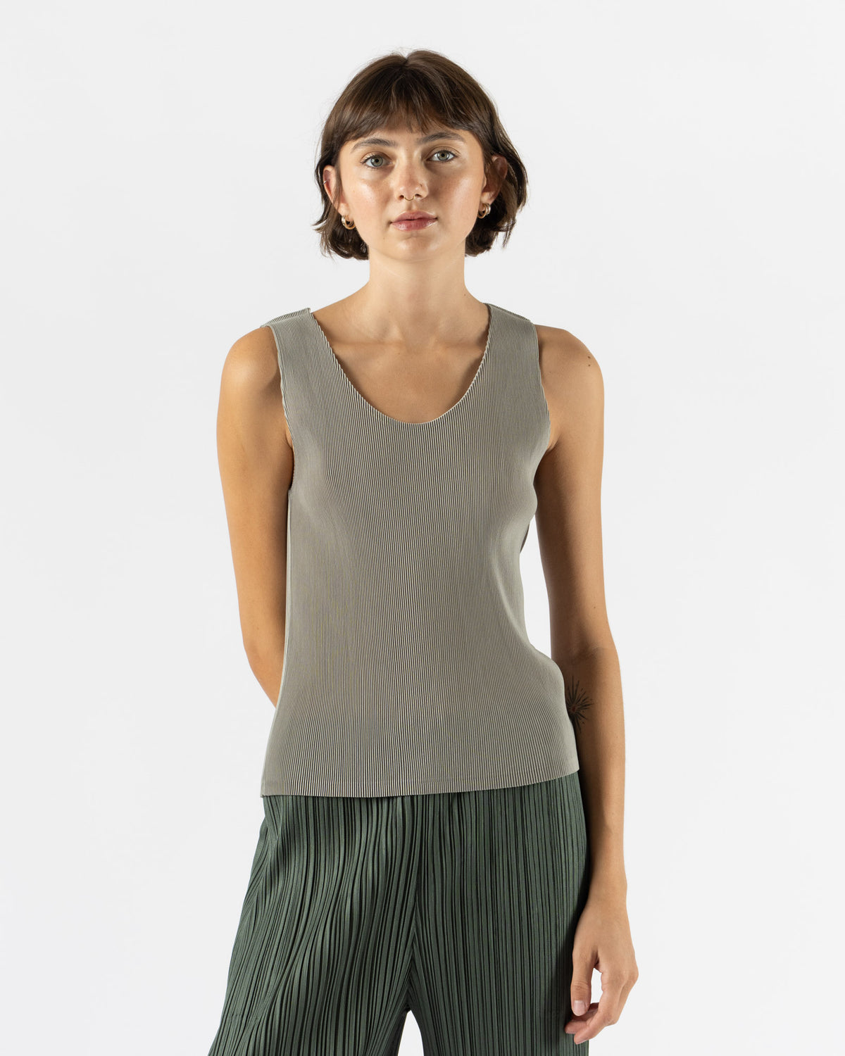 Pleats Please Issey Miyake Mist September Shirt in Sage