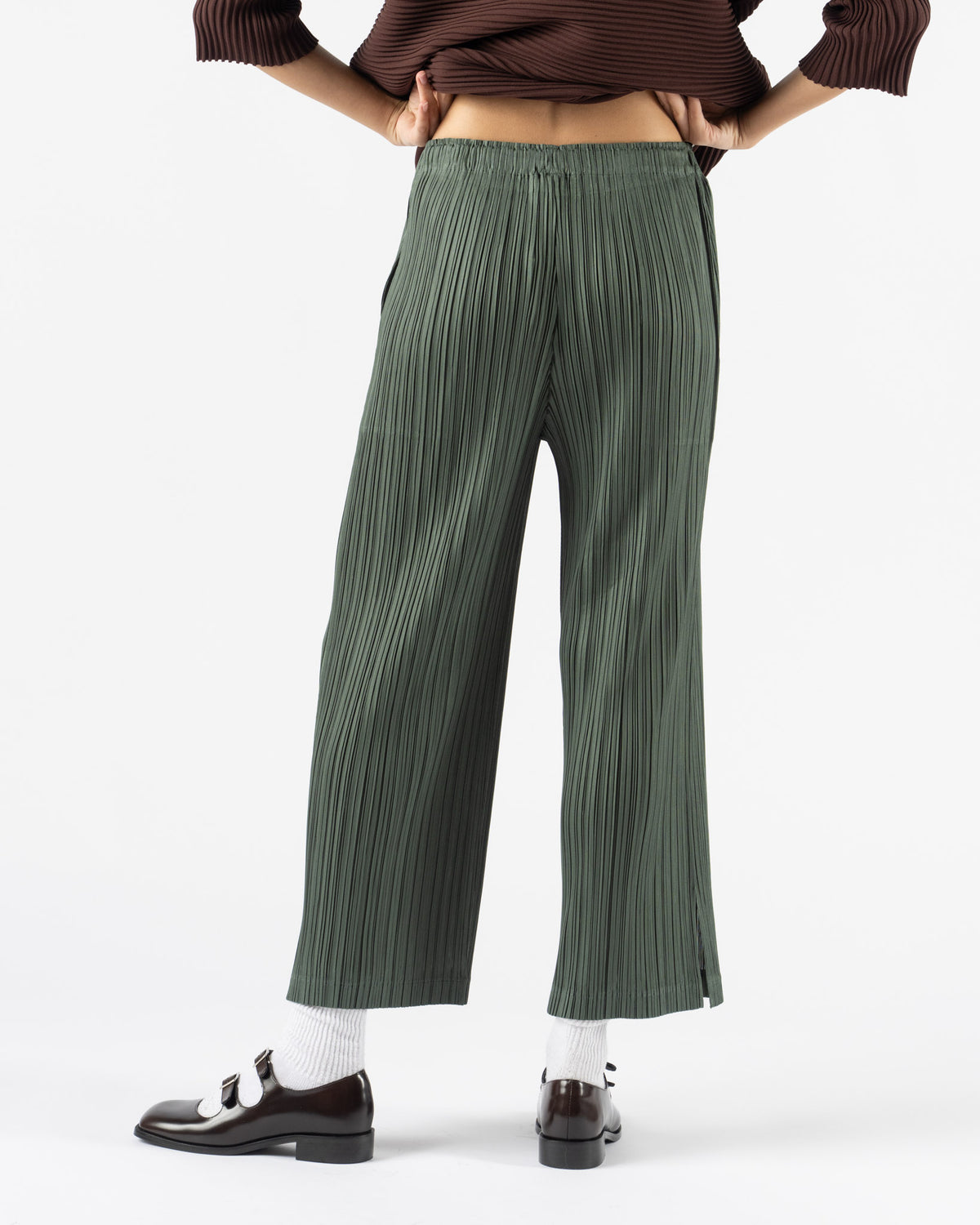 Pleats Please Issey Miyake Thicker Bottoms 2 in Moss Green