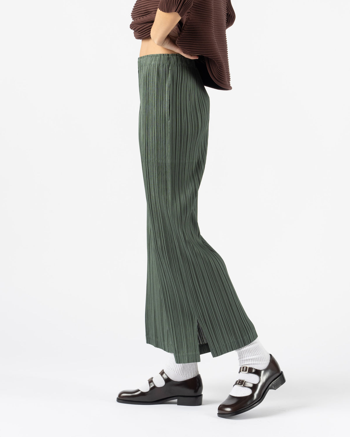 Pleats Please Issey Miyake Thicker Bottoms 2 in Moss Green