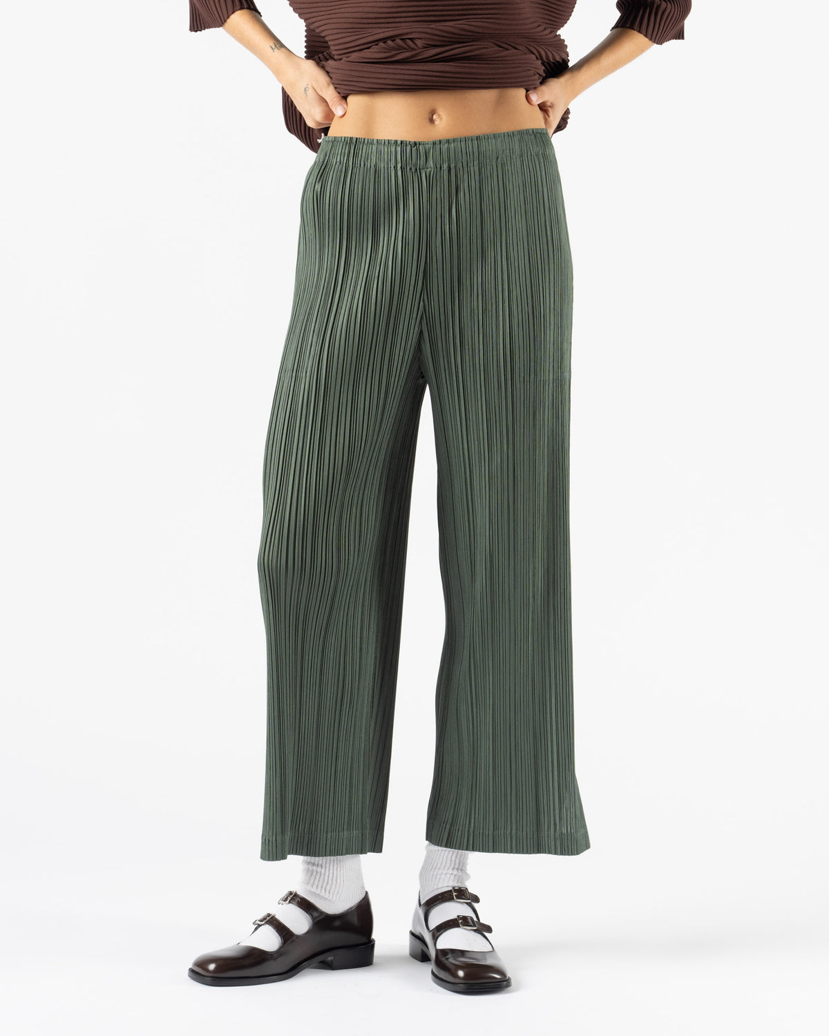 Pleats Please Issey Miyake Thicker Bottoms 2 in Moss Green