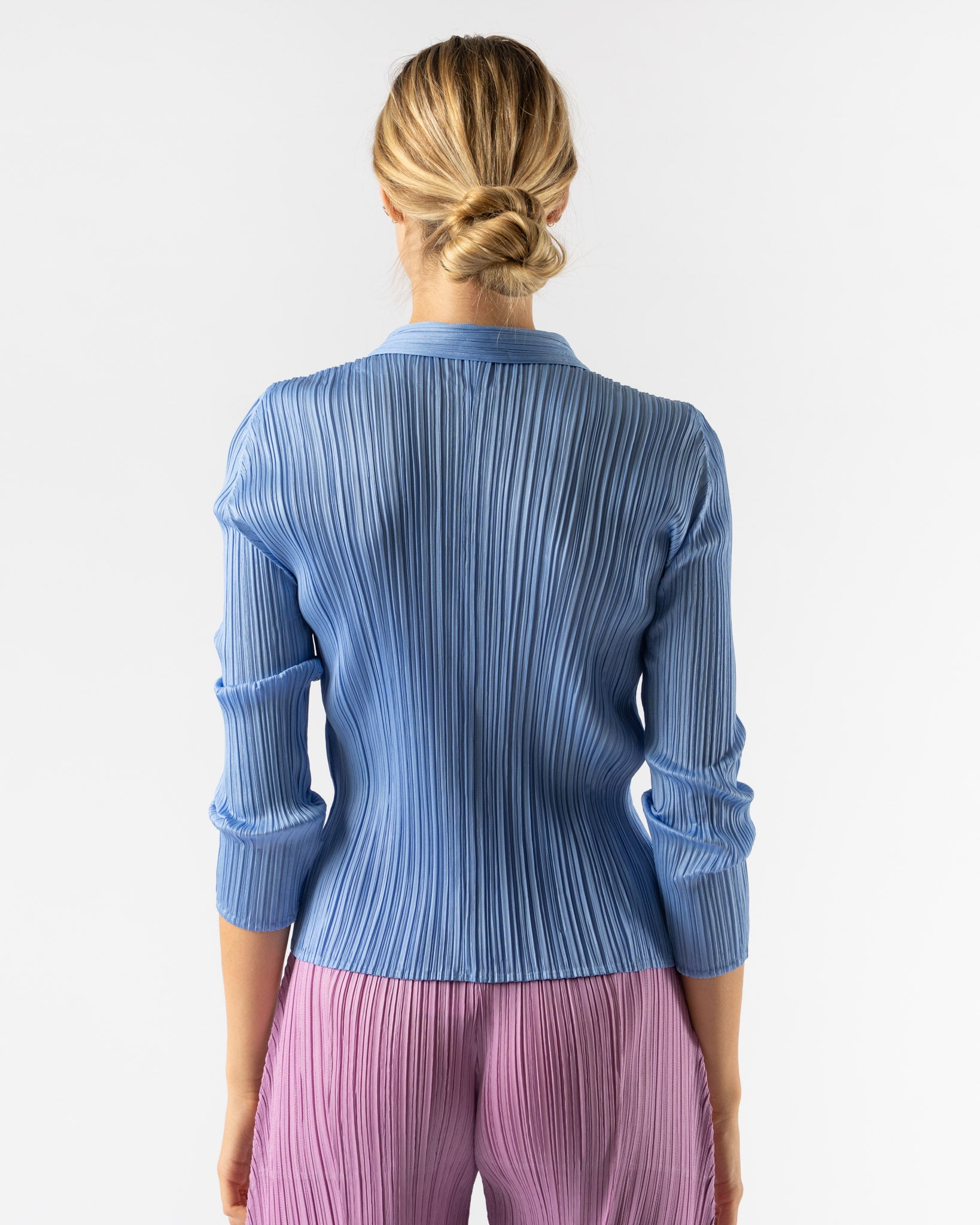 Pleats Please Issey Miyake Pleats Shirt in Light Blue