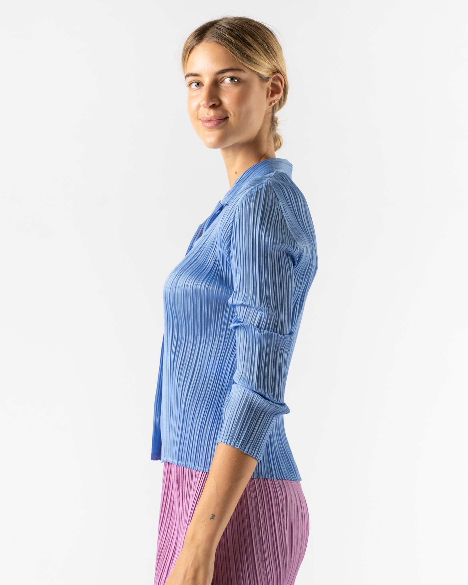 Pleats Please Issey Miyake Pleats Shirt in Light Blue