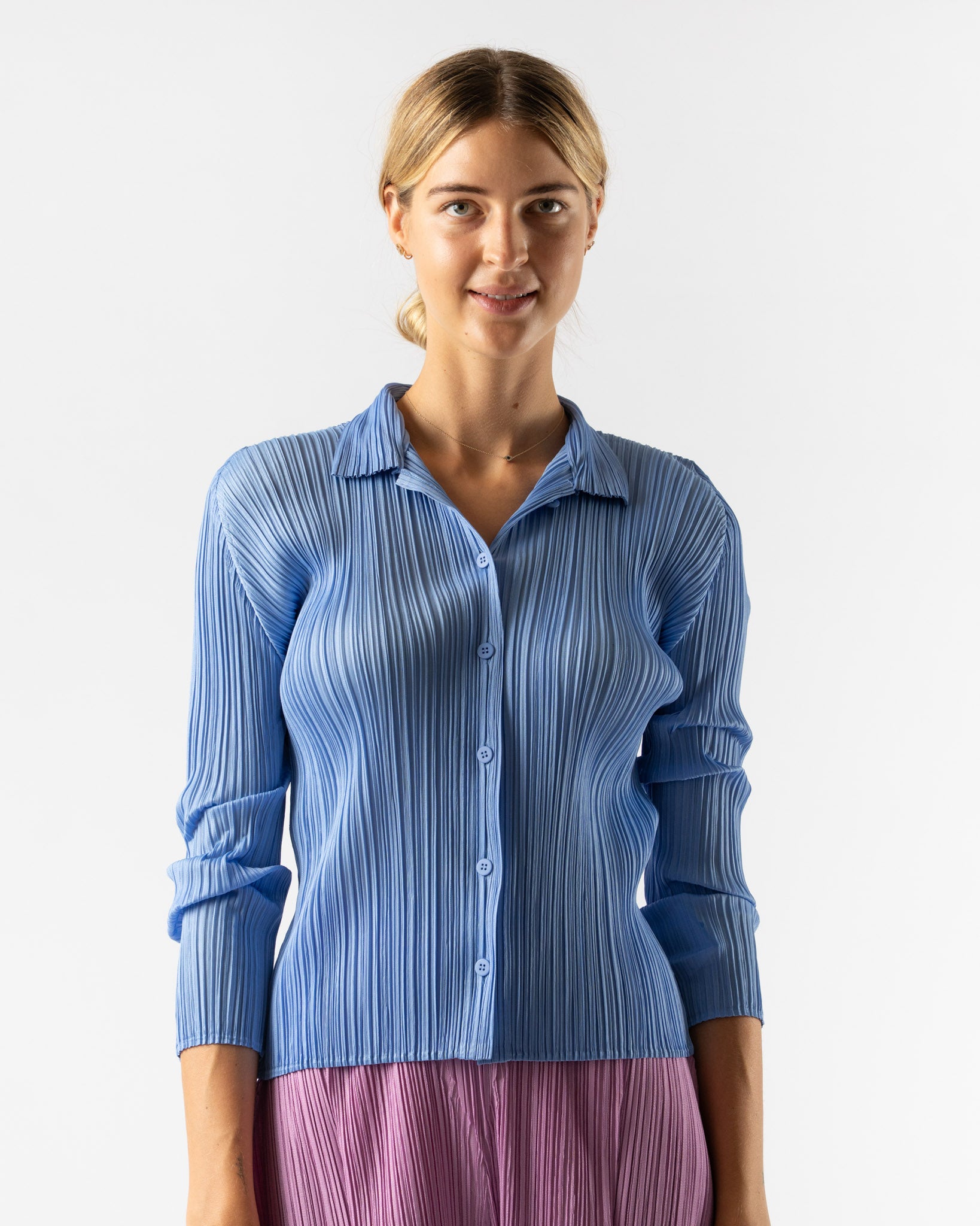 Pleats Please Issey Miyake Pleats Shirt in Light Blue