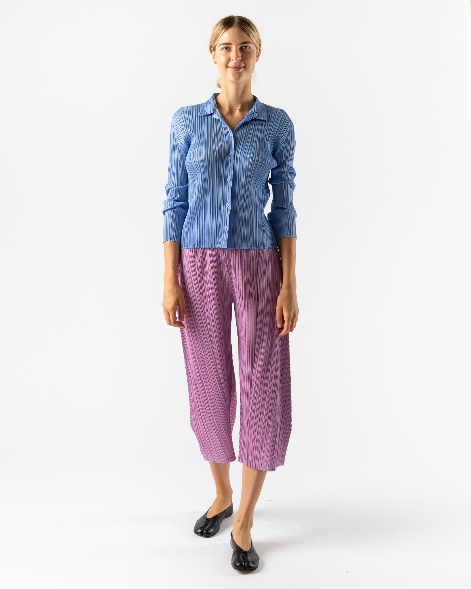 Pleats Please Issey Miyake Pleats Shirt in Light Blue