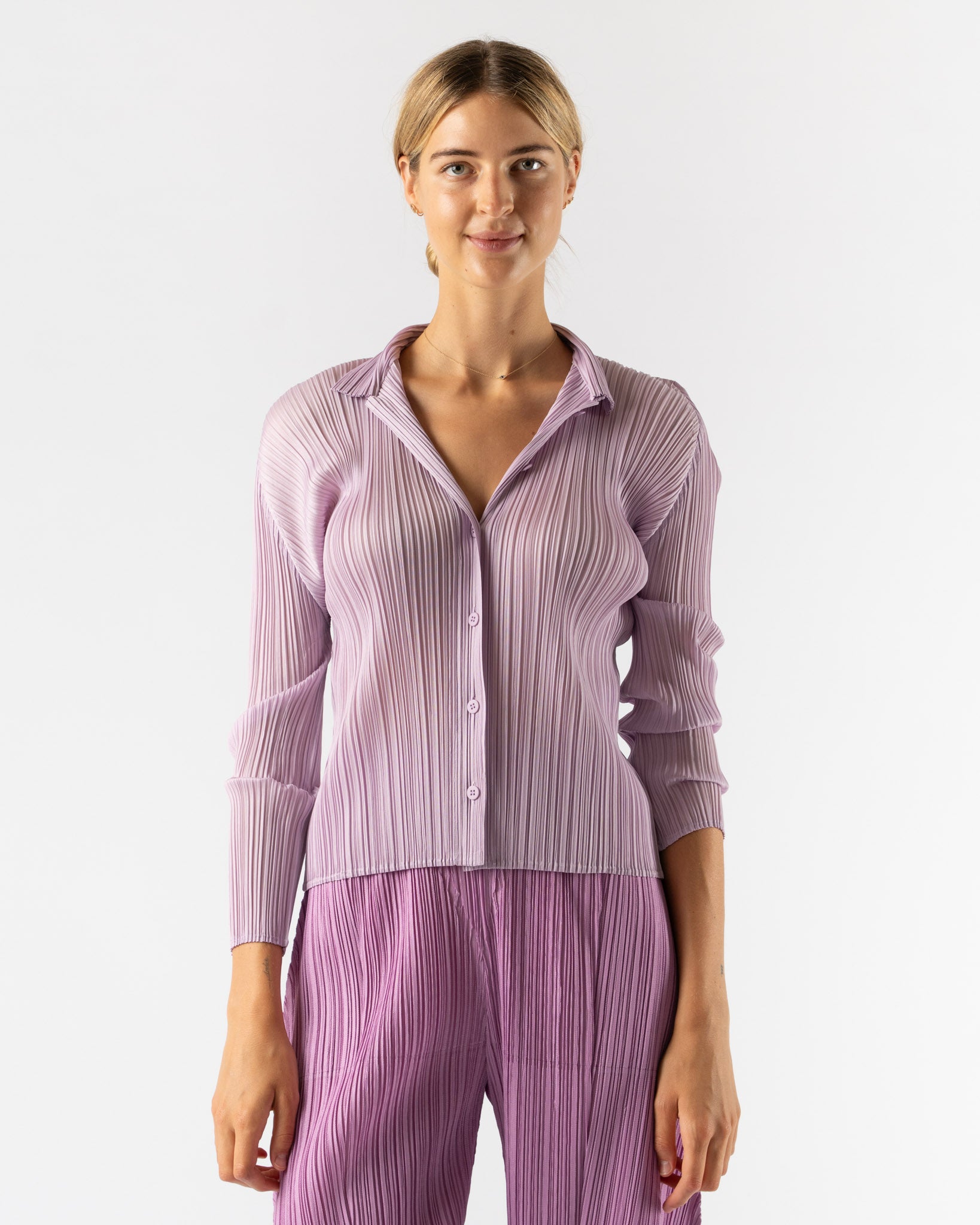 Pleats Please Issey Miyake Pleats Shirt in Light Pink