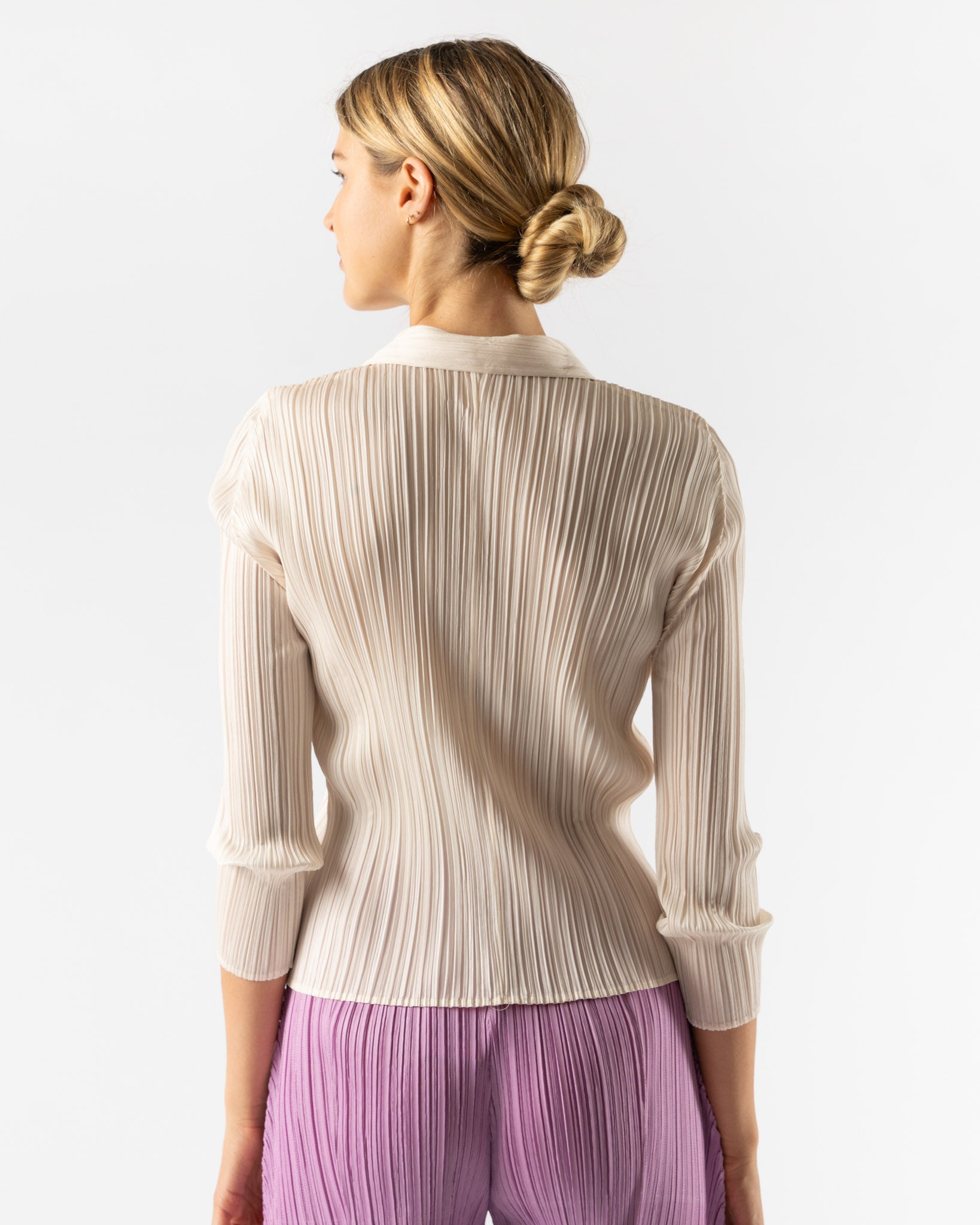 Pleats Please Issey Miyake Pleats Shirt in Off White