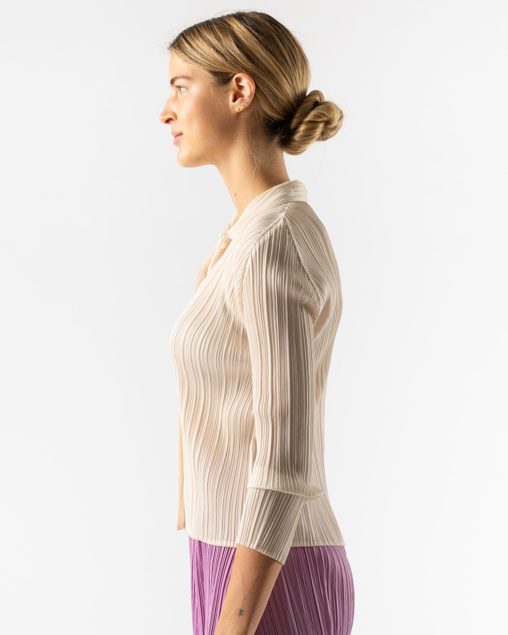Pleats Please Issey Miyake Pleats Shirt in Off White