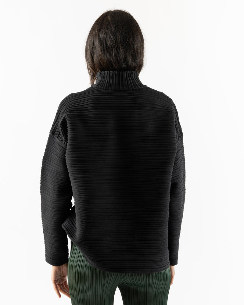 Pleats Please Issey Miyake Crepe Knit Top in Black