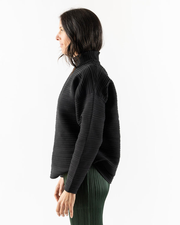 Pleats Please Issey Miyake Crepe Knit Top in Black