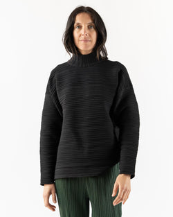 Pleats Please Issey Miyake Crepe Knit Top in Black