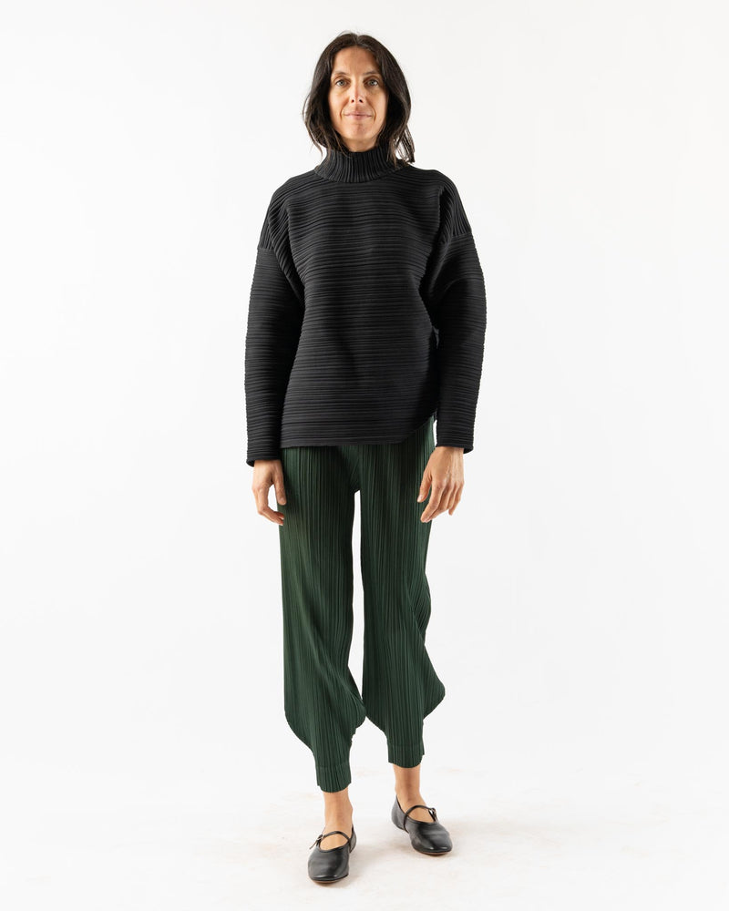 Pleats Please Issey Miyake Crepe Knit Top in Black