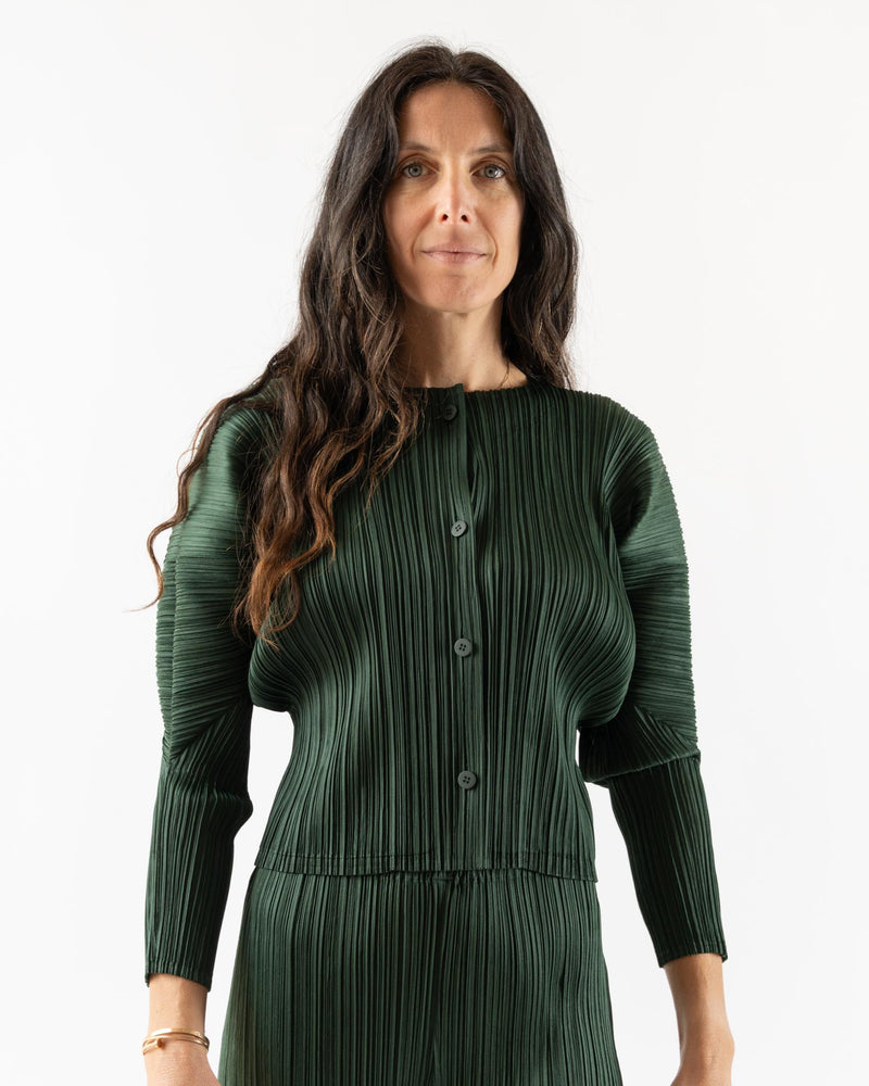 Pleats Please Issey Miyake Monthly Colors October Top in Deep Green