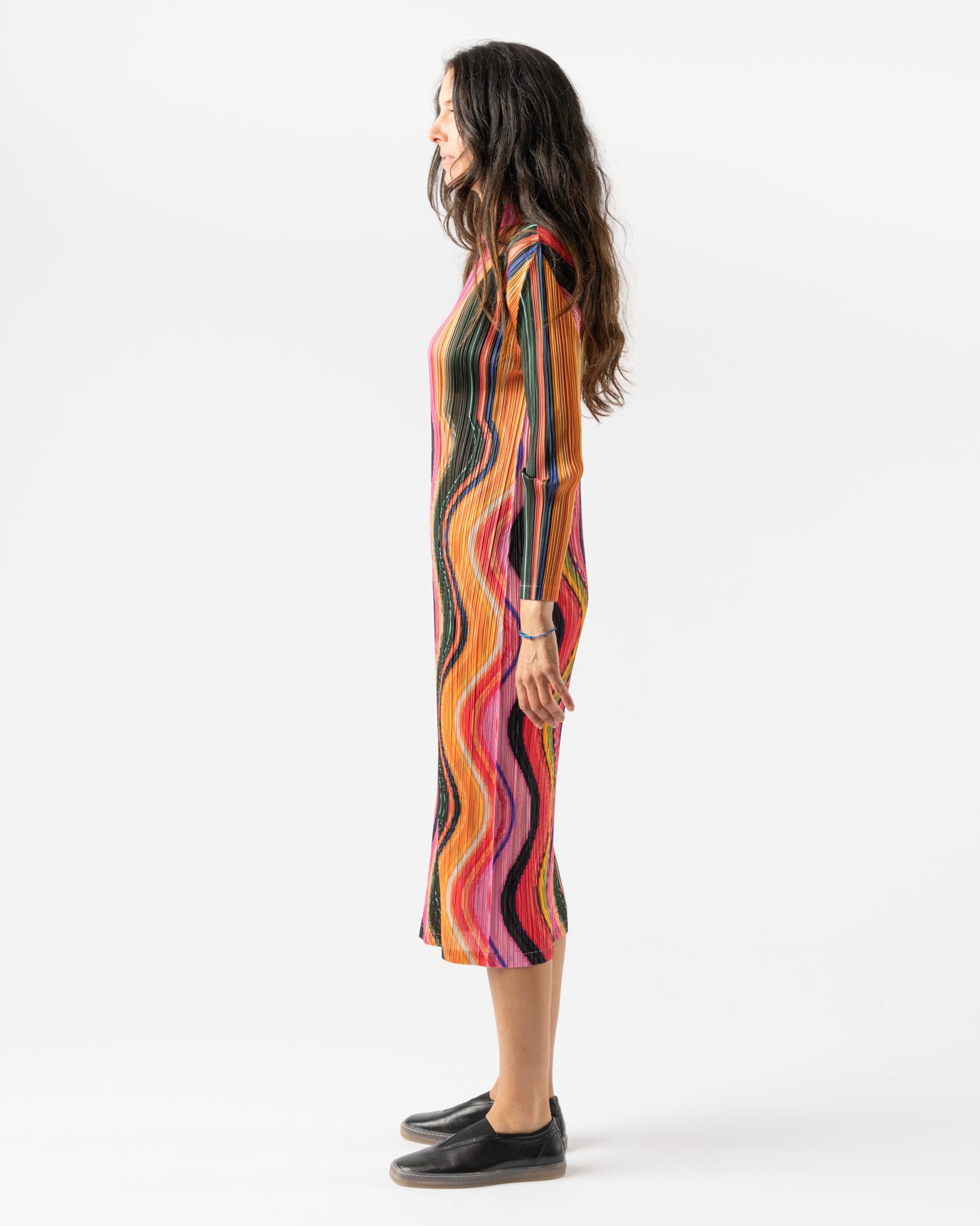 Pleats Please Issey Miyake Warp Dress in Pink Curated at