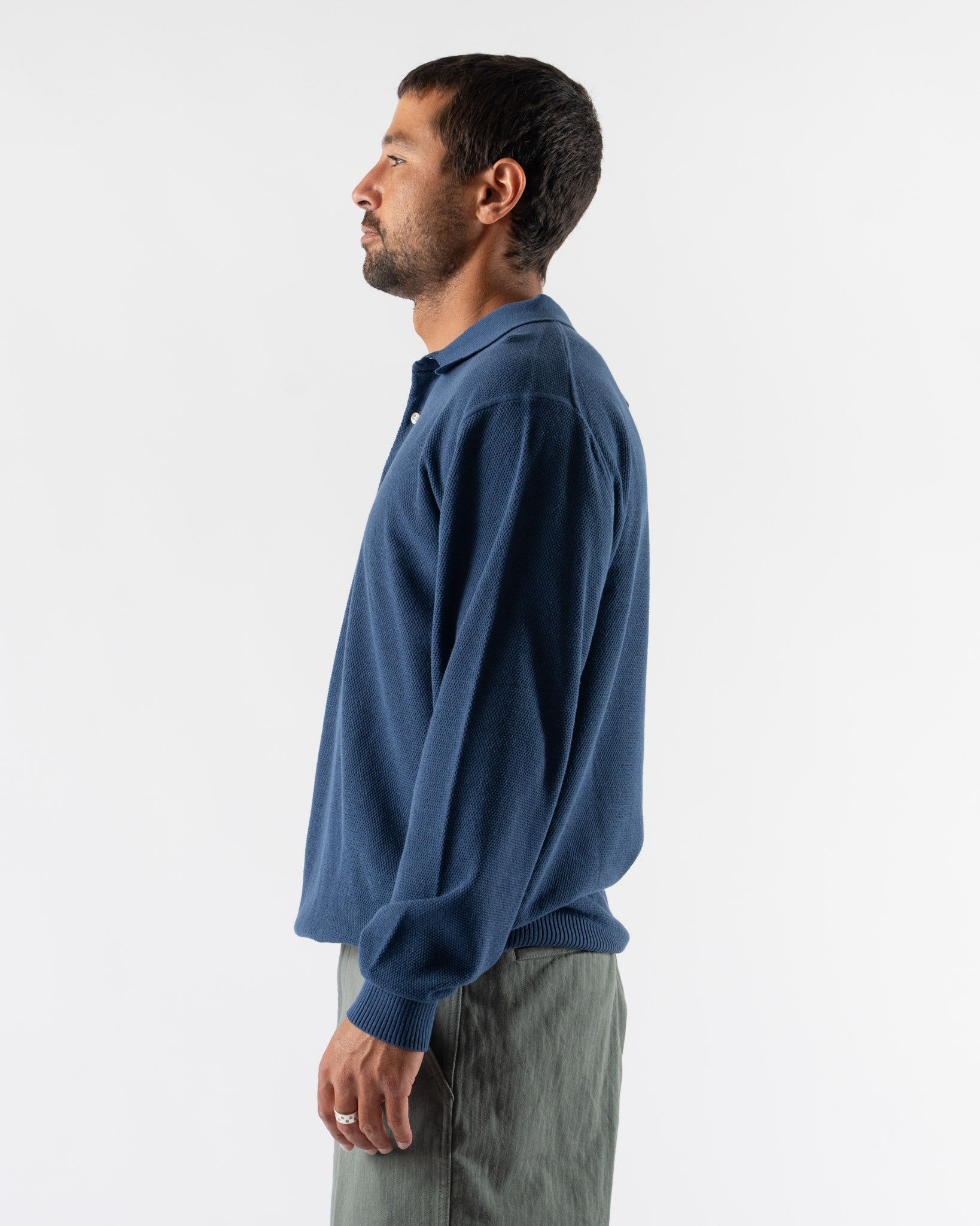 Beams Plus Pique Polo 14G in Navy