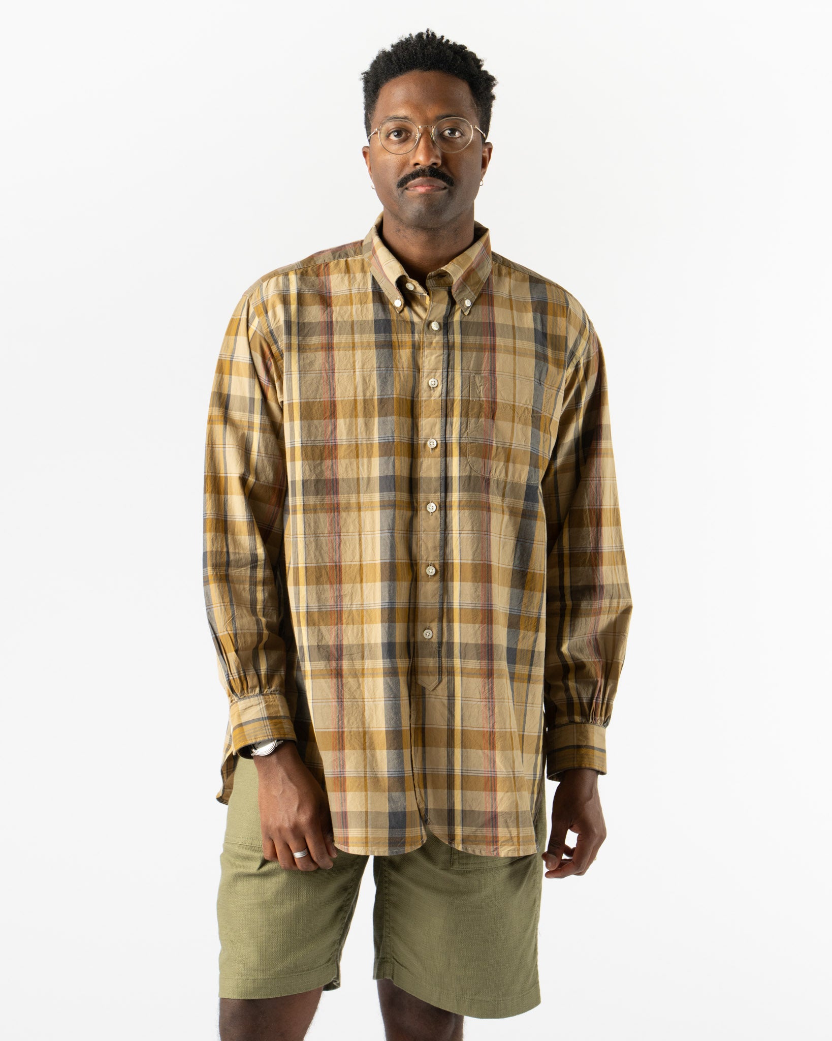 Engineered Garments Popover BD Shirt in Multi Color Cotton Block Stripe