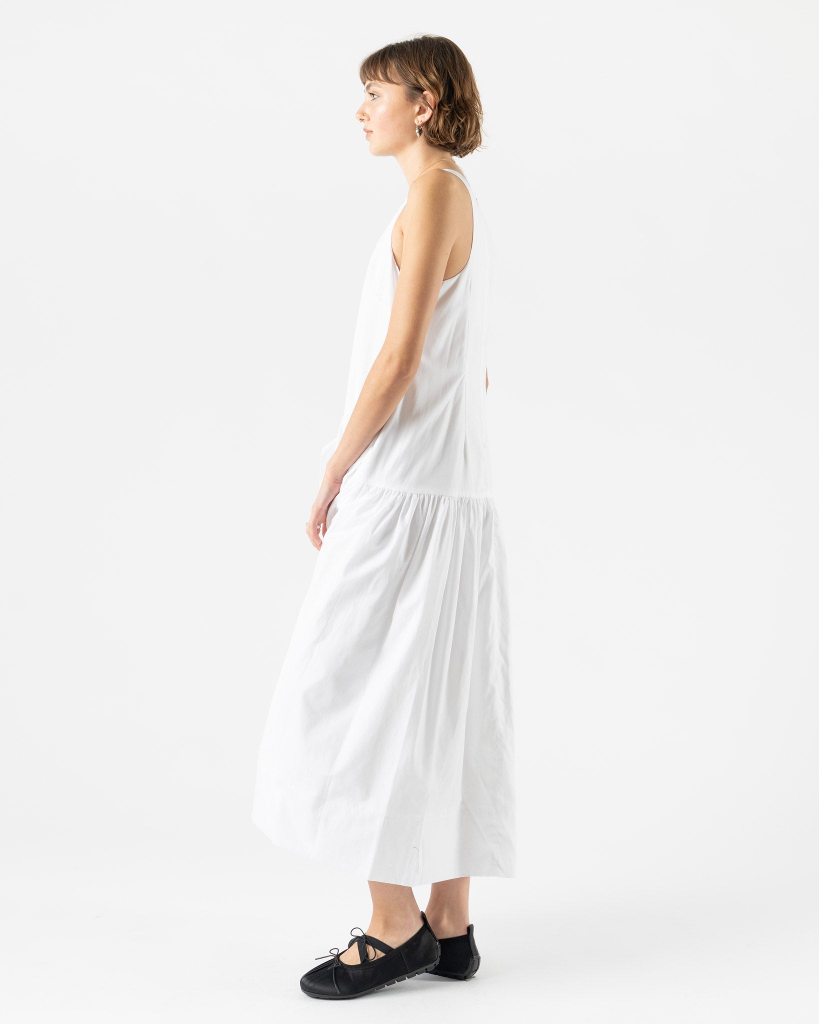 Simone Rocha Pressed Rosette Tapered Back Flounce Dress in White