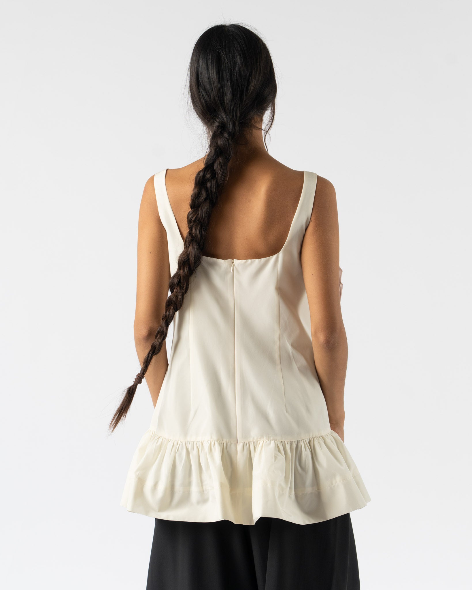 トップス simone rocha Simone Rocha Pressed Rosette Tilted Neck Peplum Top in Cream/Multi