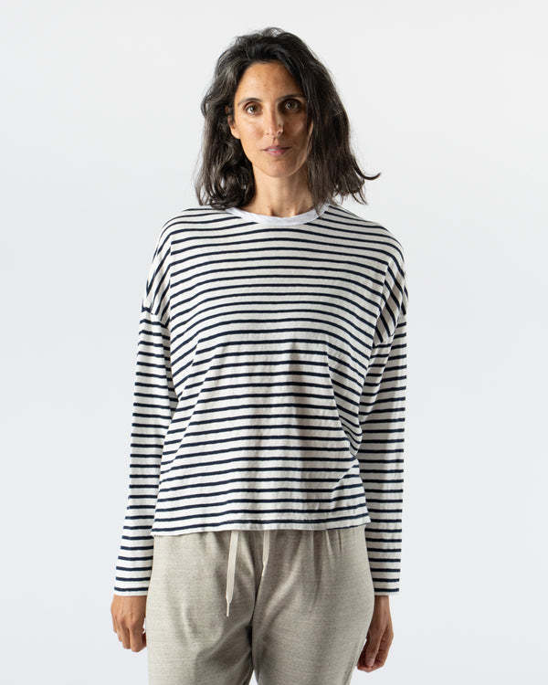 Ichi Antiquités Pullover in Striped White x Navy