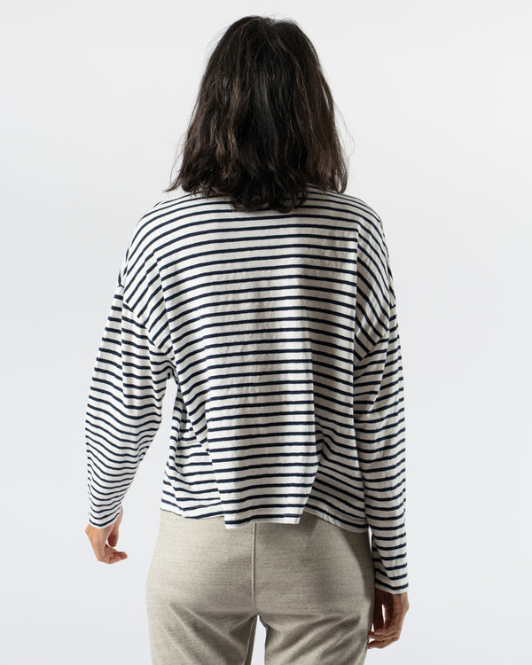 Ichi Antiquités Pullover in Striped White x Navy