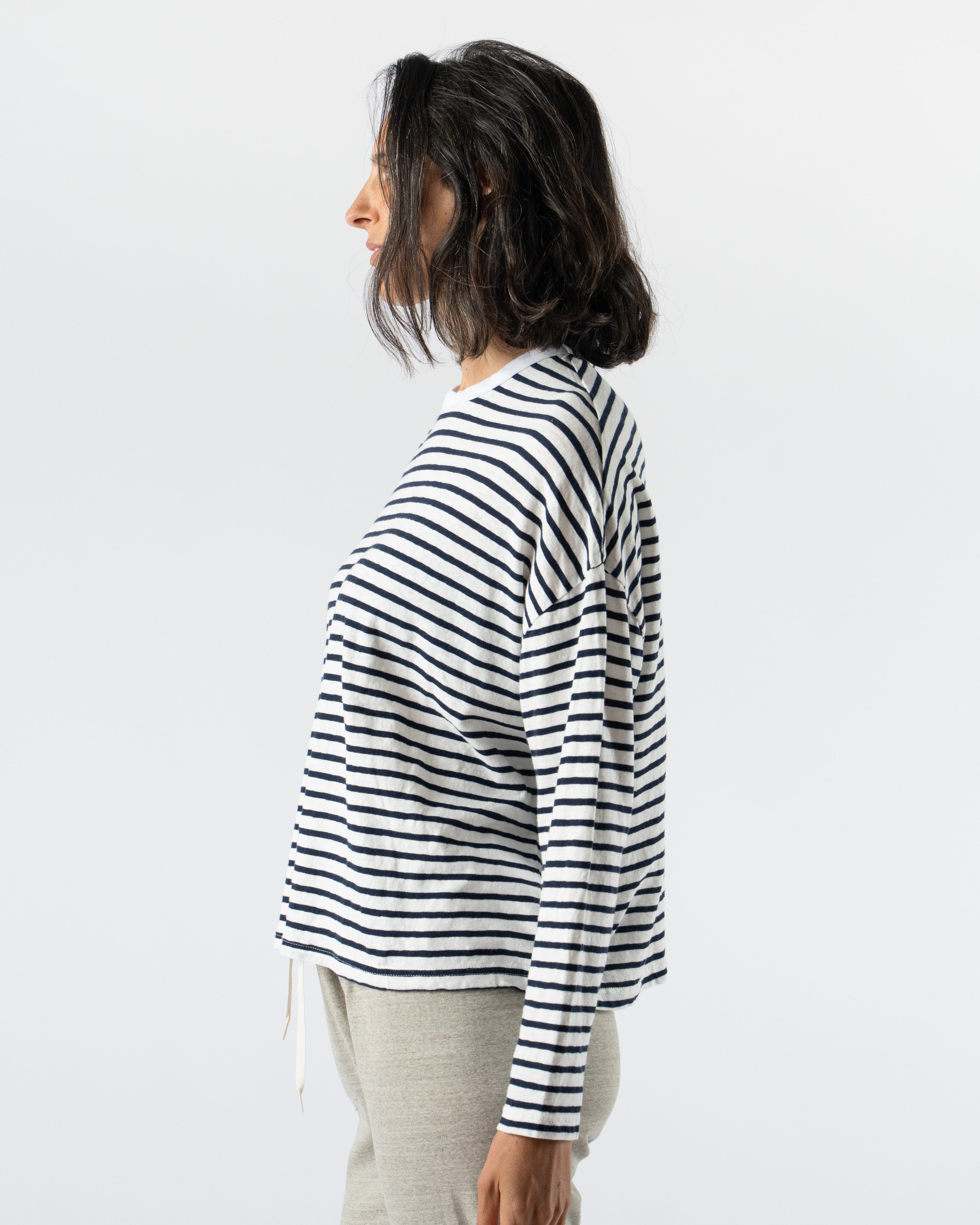 Ichi Antiquités Pullover in Striped White x Navy