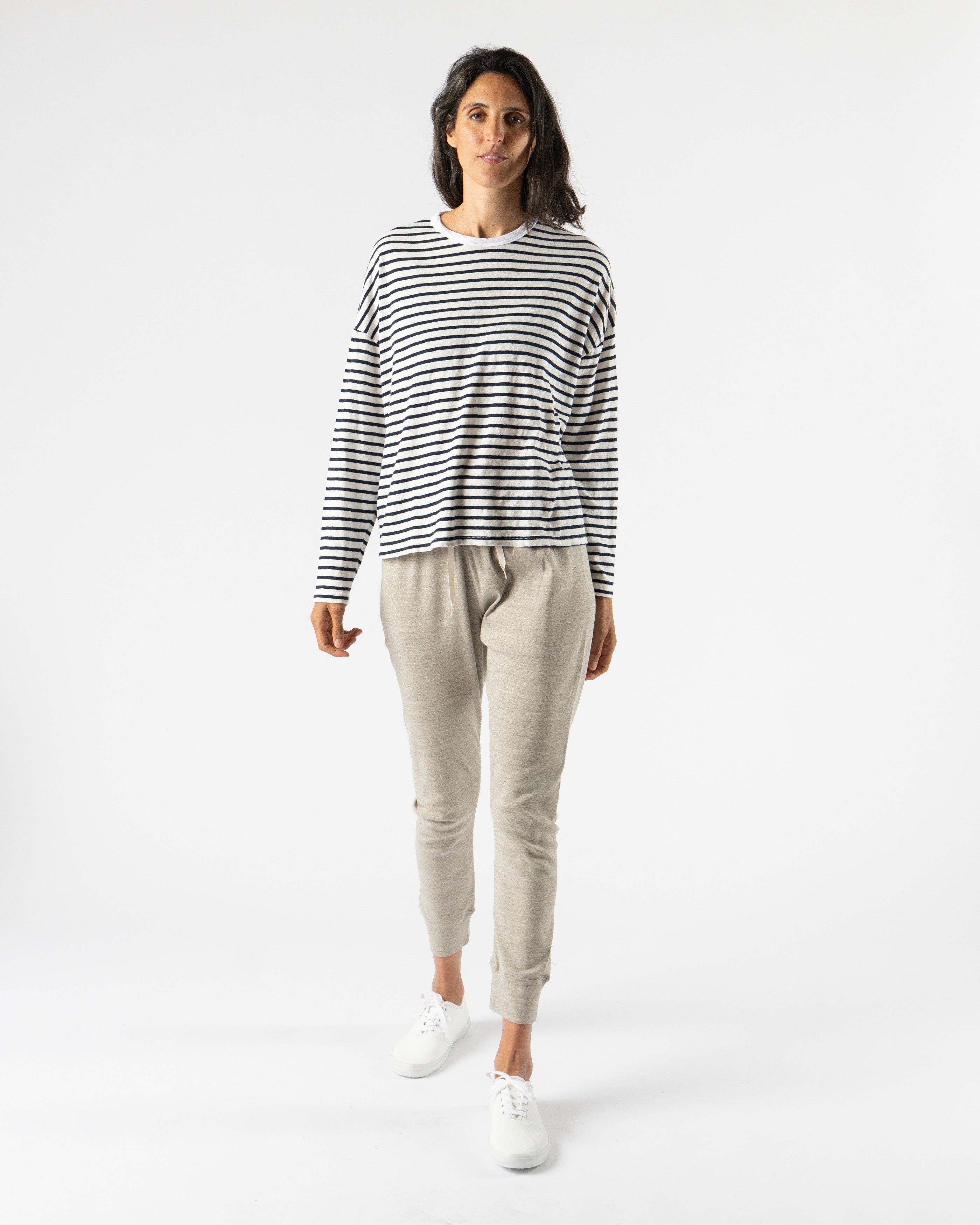 Ichi Antiquités Pullover in Striped White x Navy