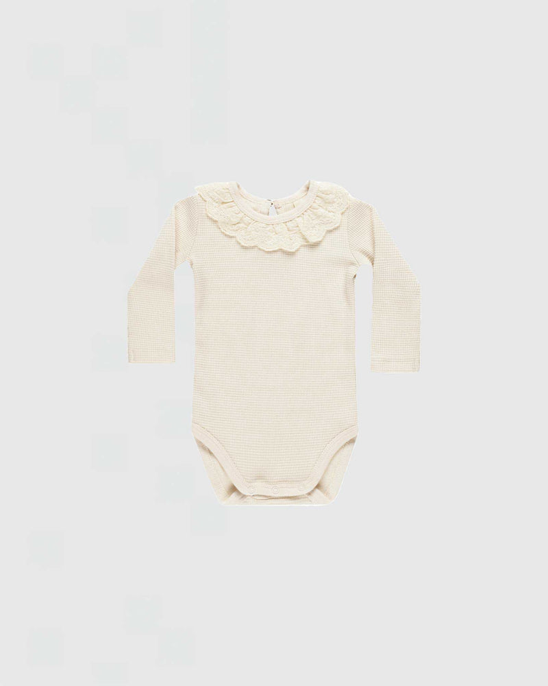 Quincy Mae Ruffle Collar Bodysuit in Natural