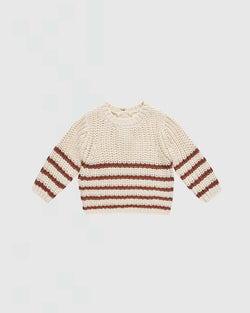 Quincy Mae Rex Sweater in Cranberry Stripe