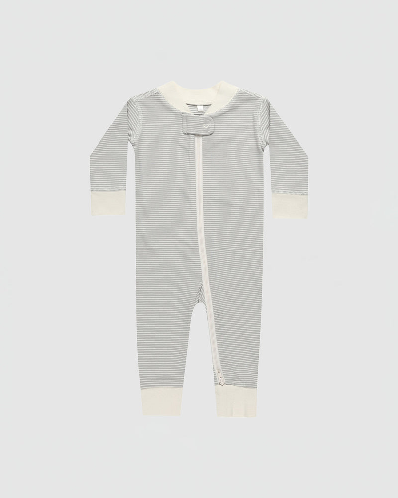 Quincy Mae Zip Long Sleeve Sleeper in Blue Micro Stripe