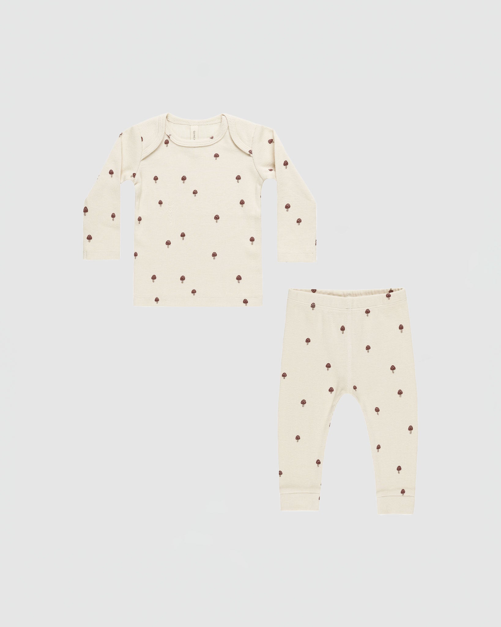 Quincy Mae Ribbed Tee and Legging Set in Mushrooms