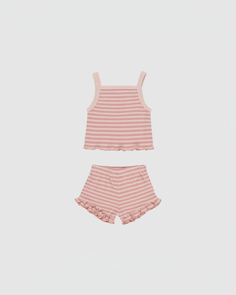 Quincy Mae Evie Tank + Shortie Set in Pink Stripe