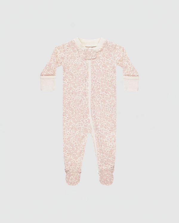 Quincy Mae Zip Long Sleeve Sleeper Footie in Pink Blossom