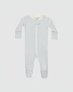 Quincy Mae Zip Long Sleeve Sleeper Footie in Sky Micro Stripe