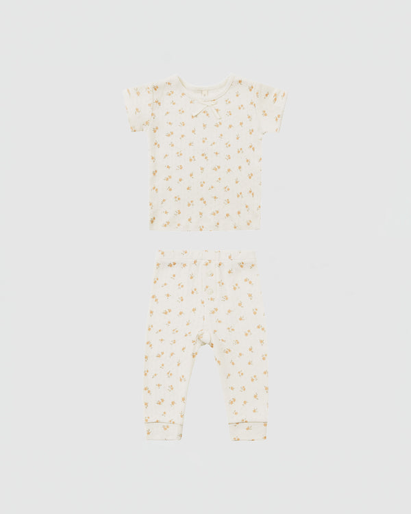 Quincy Mae Pointelle Tee and Legging Set in Ditsy Melon