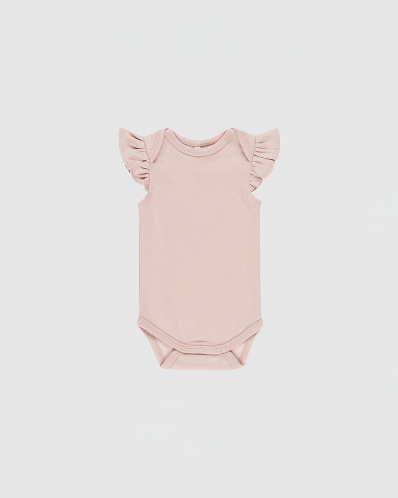 Quincy Mae Flutter Sleeve Bodysuit in Bubblegum