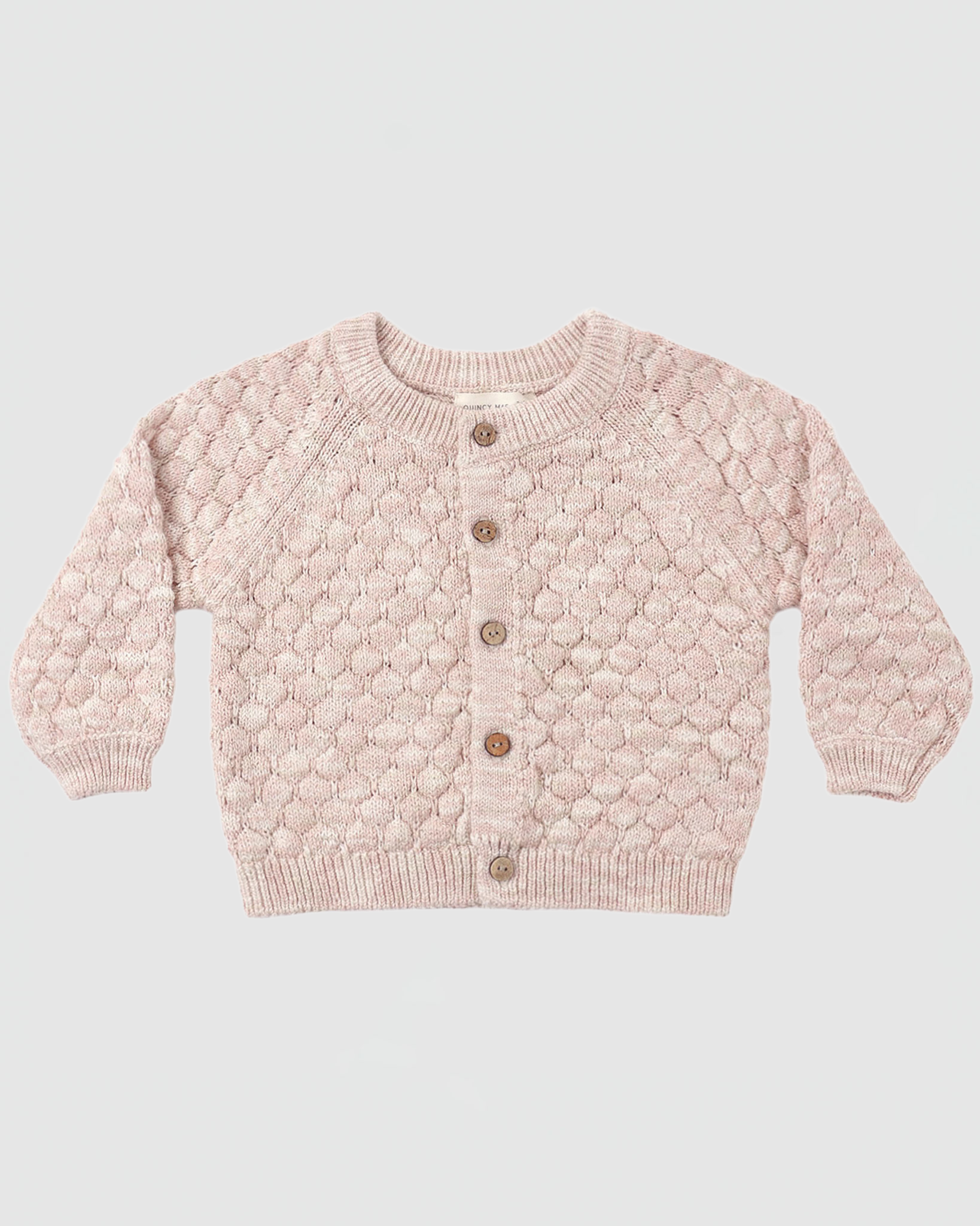 Quincy Mae Bubble Knit Cardigan in Dusty Rose Speckle