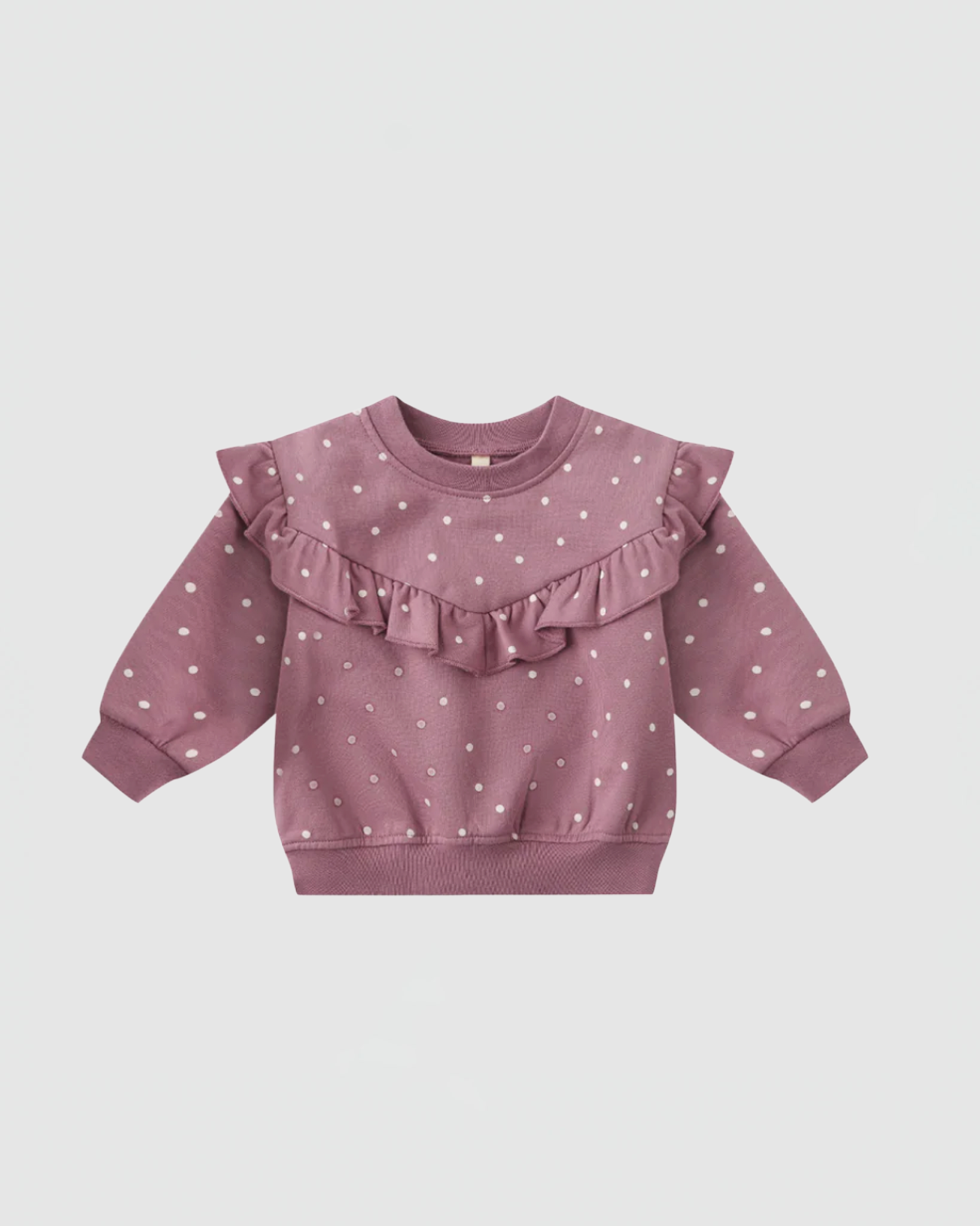 Quincy Mae Ruﬄe Fleece Sweatshirt in Polka Dots
