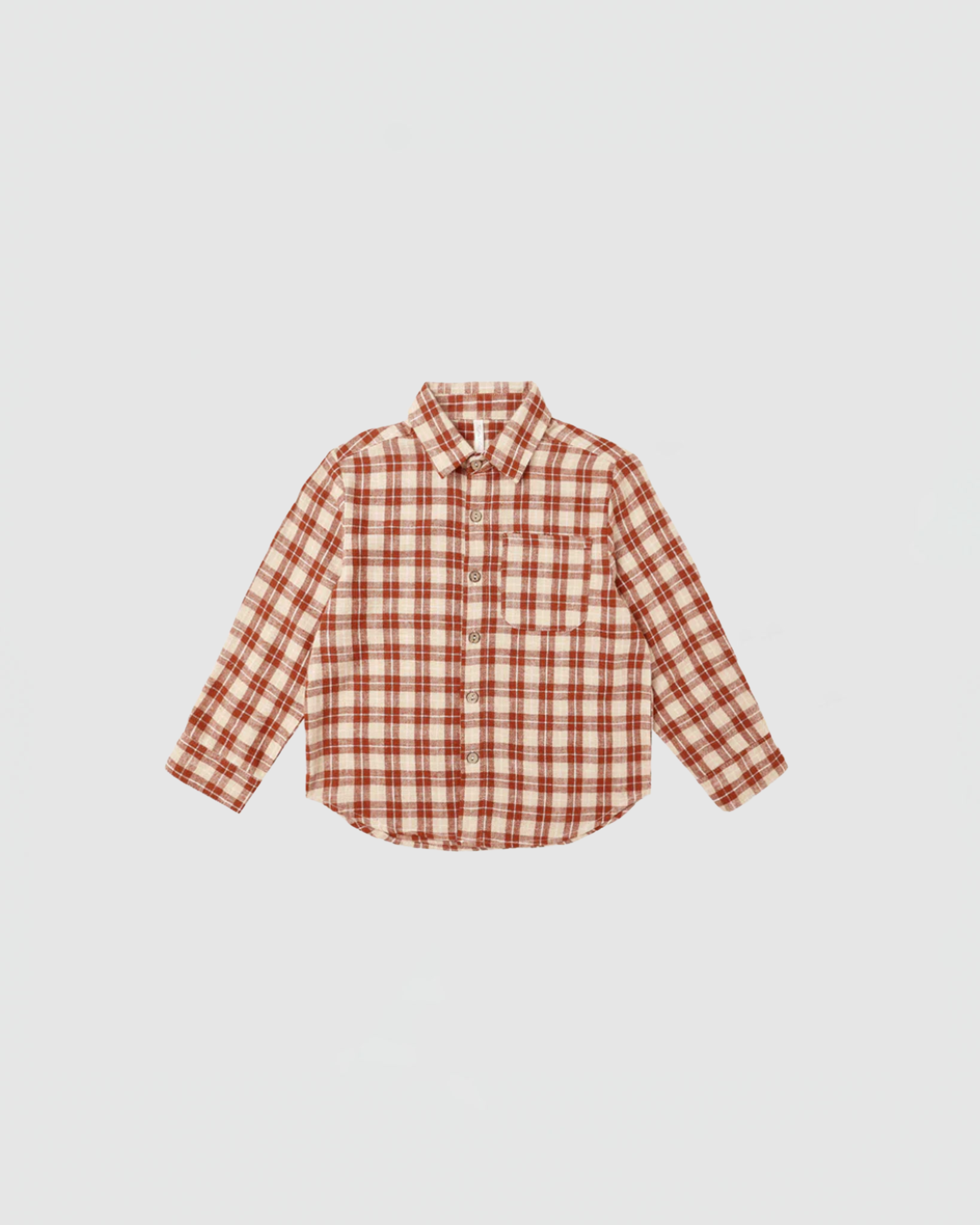 Rylee + Cru Collared Long Sleeve Shirt in Red Plaid