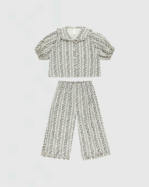 Rylee + Cru Ruffle Pajamas in Vines